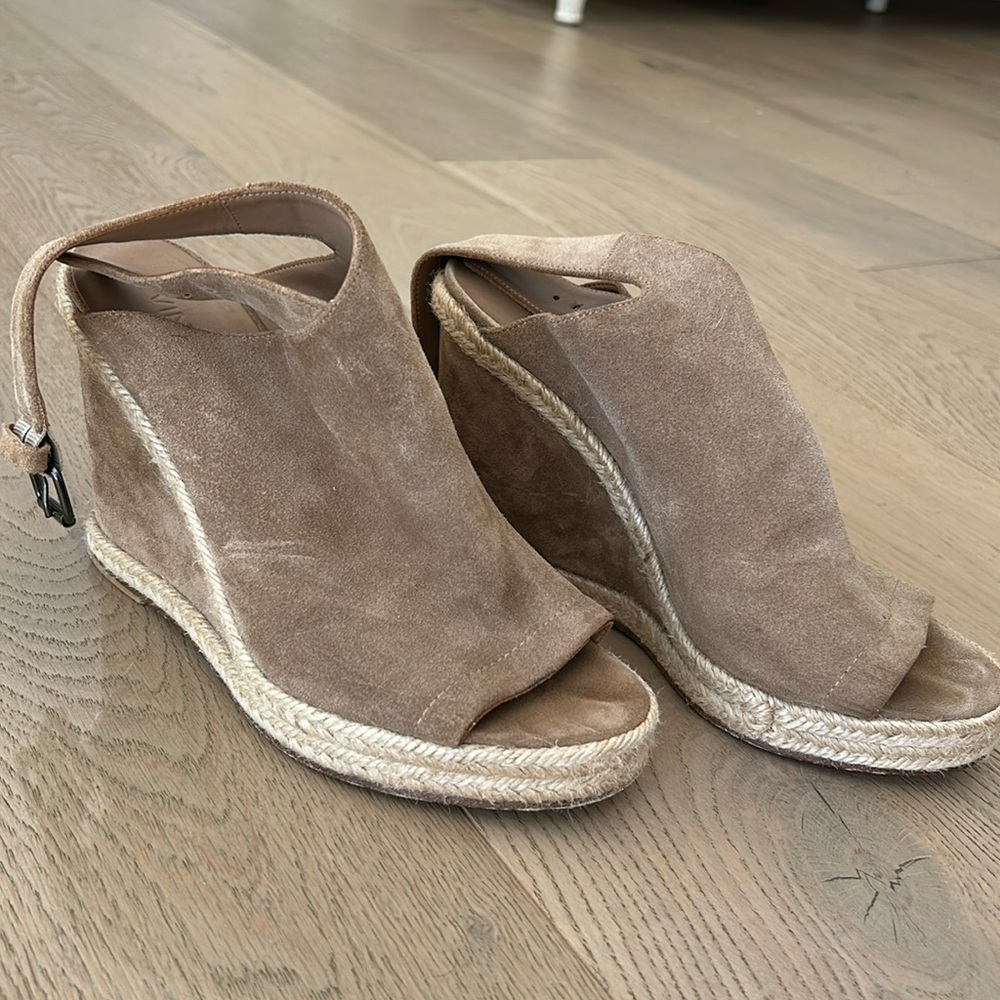 Suede Vince wedges, tan color. Gently used.